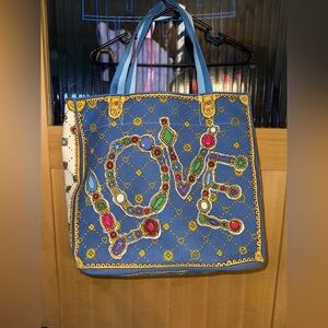 BRIGHTON  LOVE Canvas Tote All over Design 16x15x8 inch Sealed